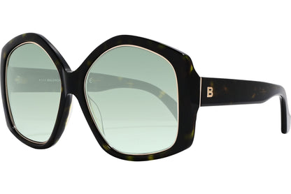 Balenciaga Tortoise Color Geometric Sunglasses Viewed From A 45-Degree Angle.