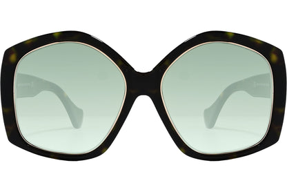 Balenciaga Tortoise Color Geometric Sunglasses Viewed From A Front Angle.