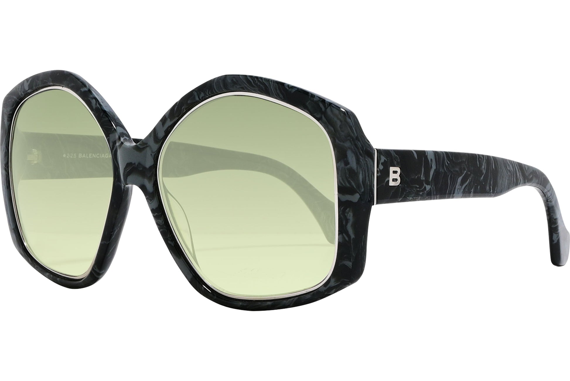 Balenciaga Black Color Geometric Sunglasses Viewed From A 45-Degree Angle.