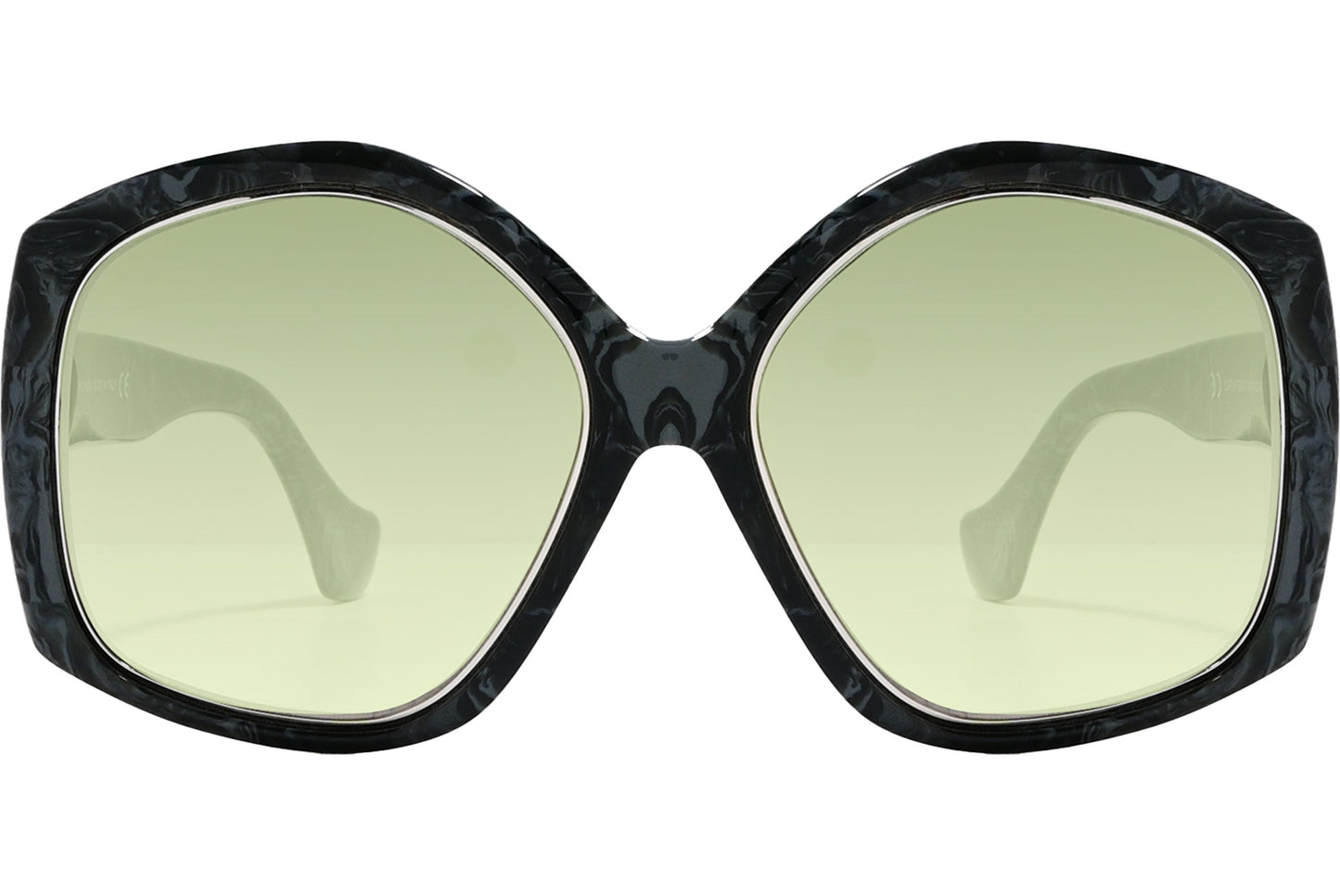 Balenciaga Black Color Geometric Sunglasses Viewed From A Front Angle.