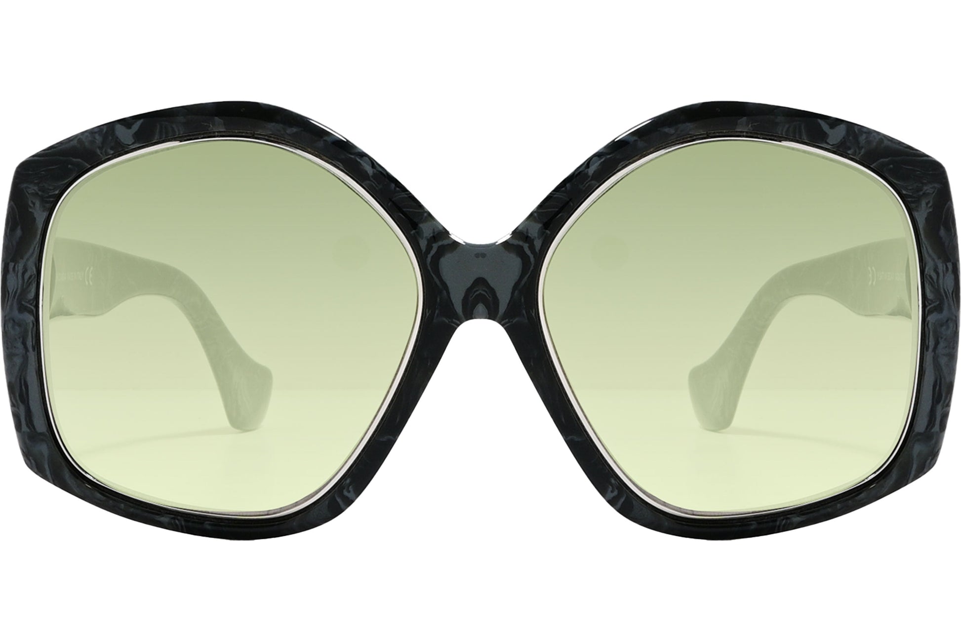 Balenciaga Black Color Geometric Sunglasses Viewed From A Front Angle.