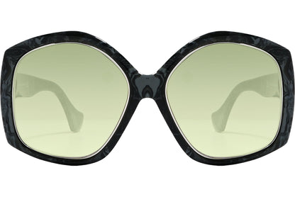 Balenciaga Black Color Geometric Sunglasses Viewed From A Front Angle.