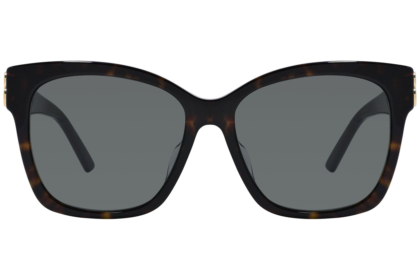 Balenciaga Tortoise Color Square Sunglasses Viewed From Front Angle.