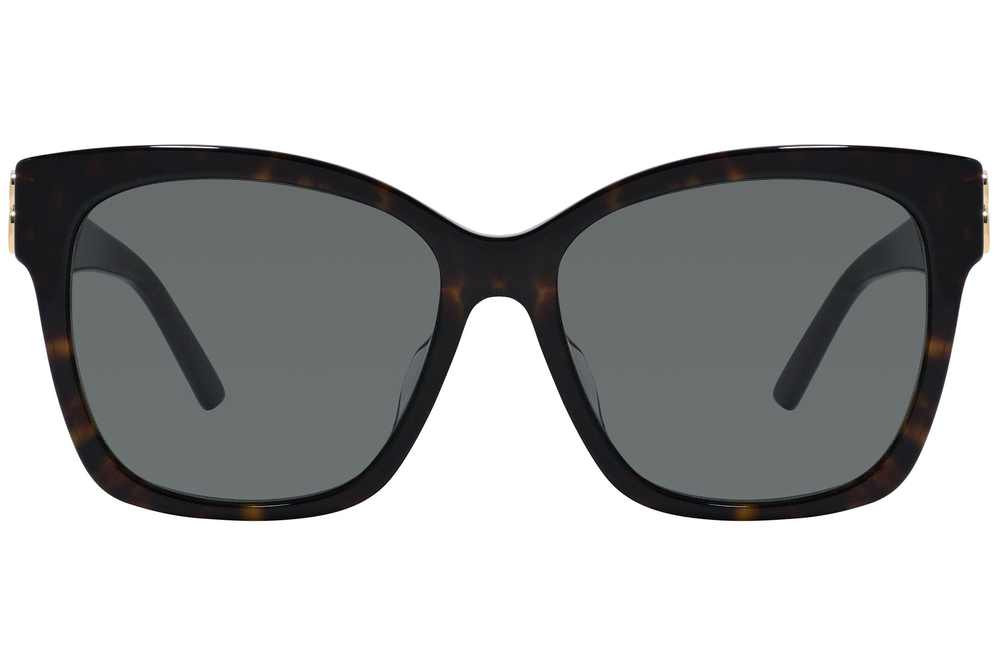 Balenciaga Tortoise Color Square Sunglasses Viewed From Front Angle.