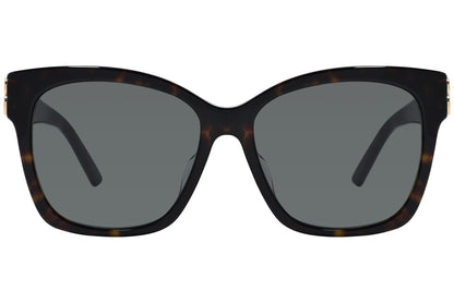 Balenciaga Tortoise Color Square Sunglasses Viewed From Front Angle.