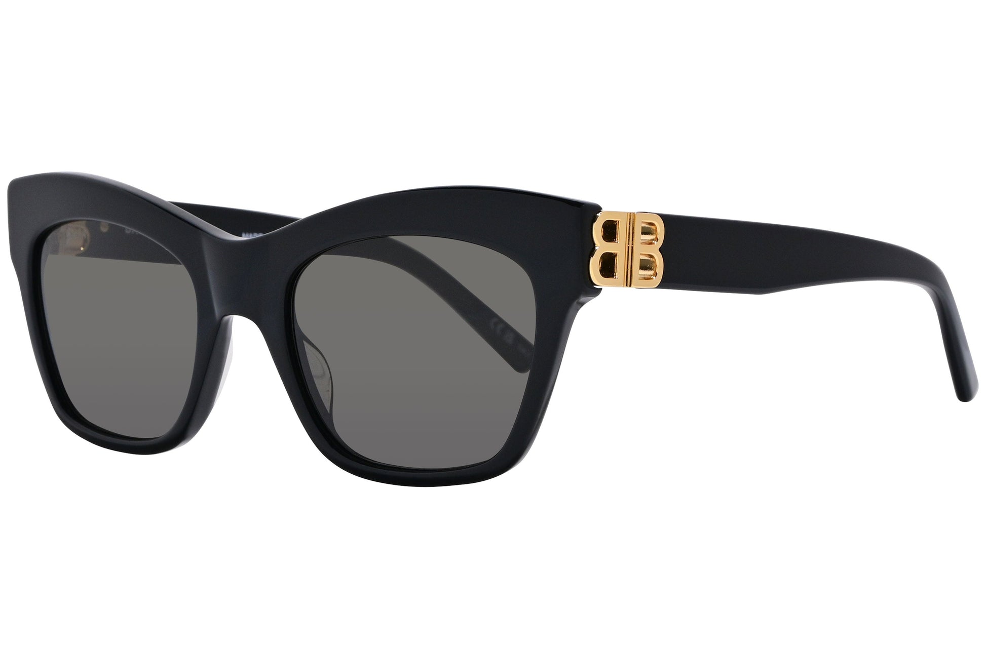 Balenciaga Black Color Rectangle Sunglasses Viewed From A 45-Degree Angle.