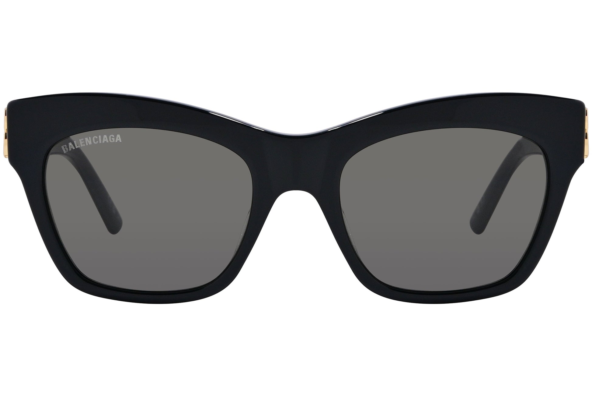 Balenciaga Black Color Rectangle Sunglasses Viewed From Front Angle.