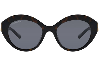 Balenciaga Tortoise Color Oval Sunglasses Viewed From Front Angle.