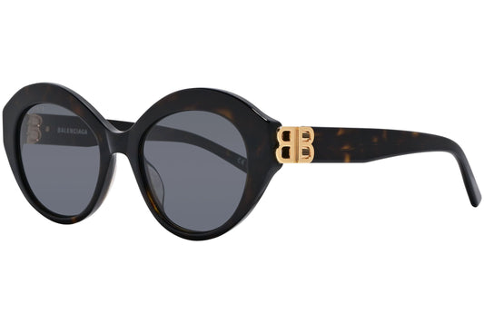 Balenciaga Tortoise Color Oval Sunglasses Viewed From A 45-Degree Angle.