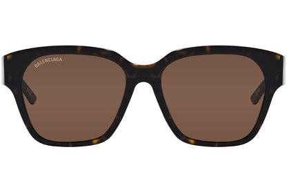 Balenciaga Tortoise Color Square Sunglasses Viewed From Front Angle.