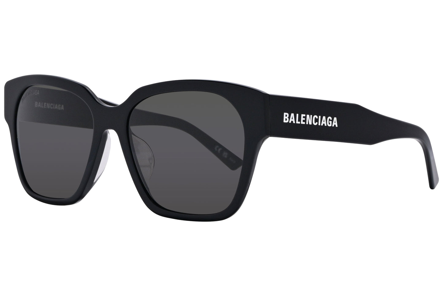 Balenciaga Black Color Square Sunglasses Viewed From A 45-Degree Angle.