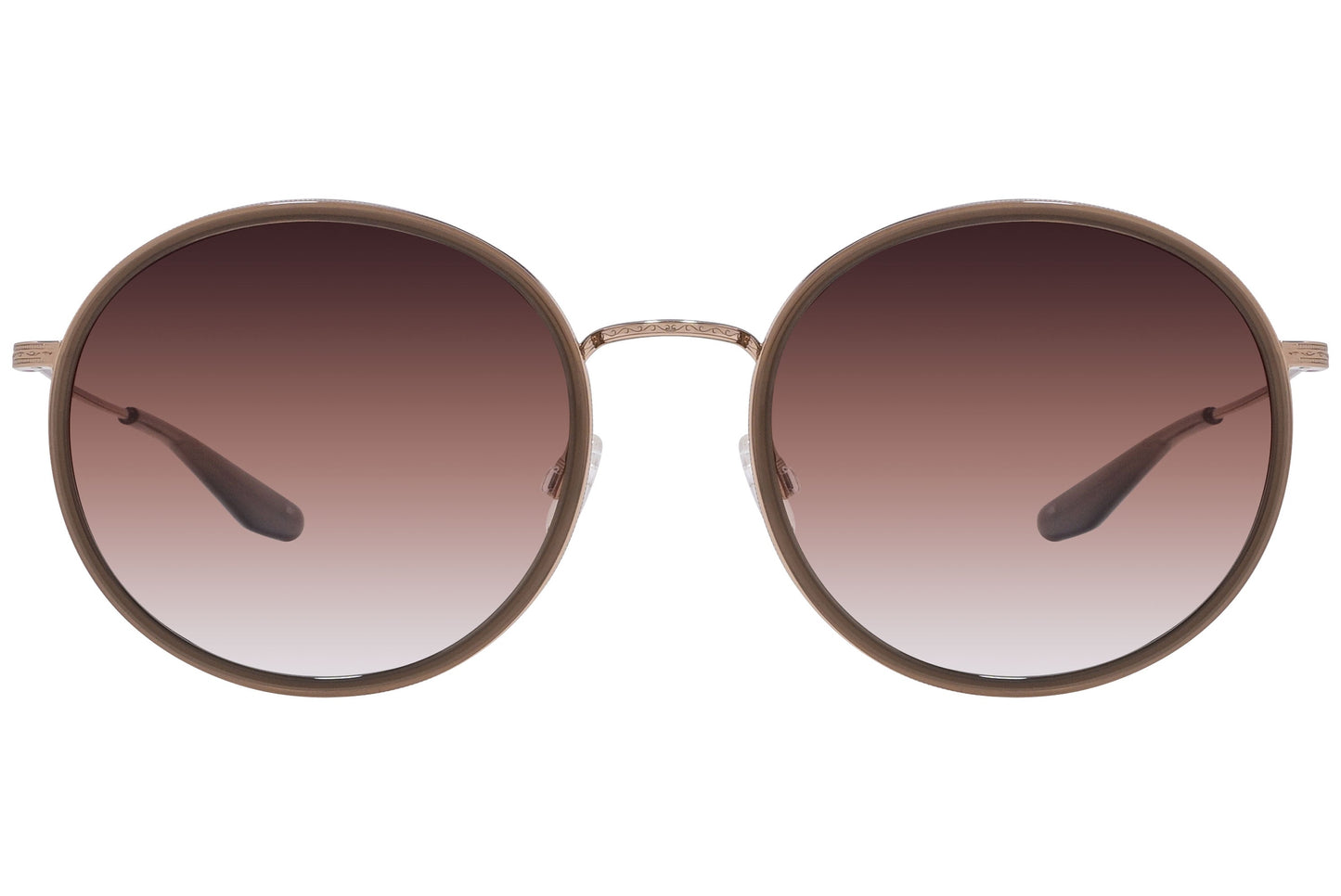 Barton Perreira Gold Color Round Sunglasses Viewed From Front Angle.