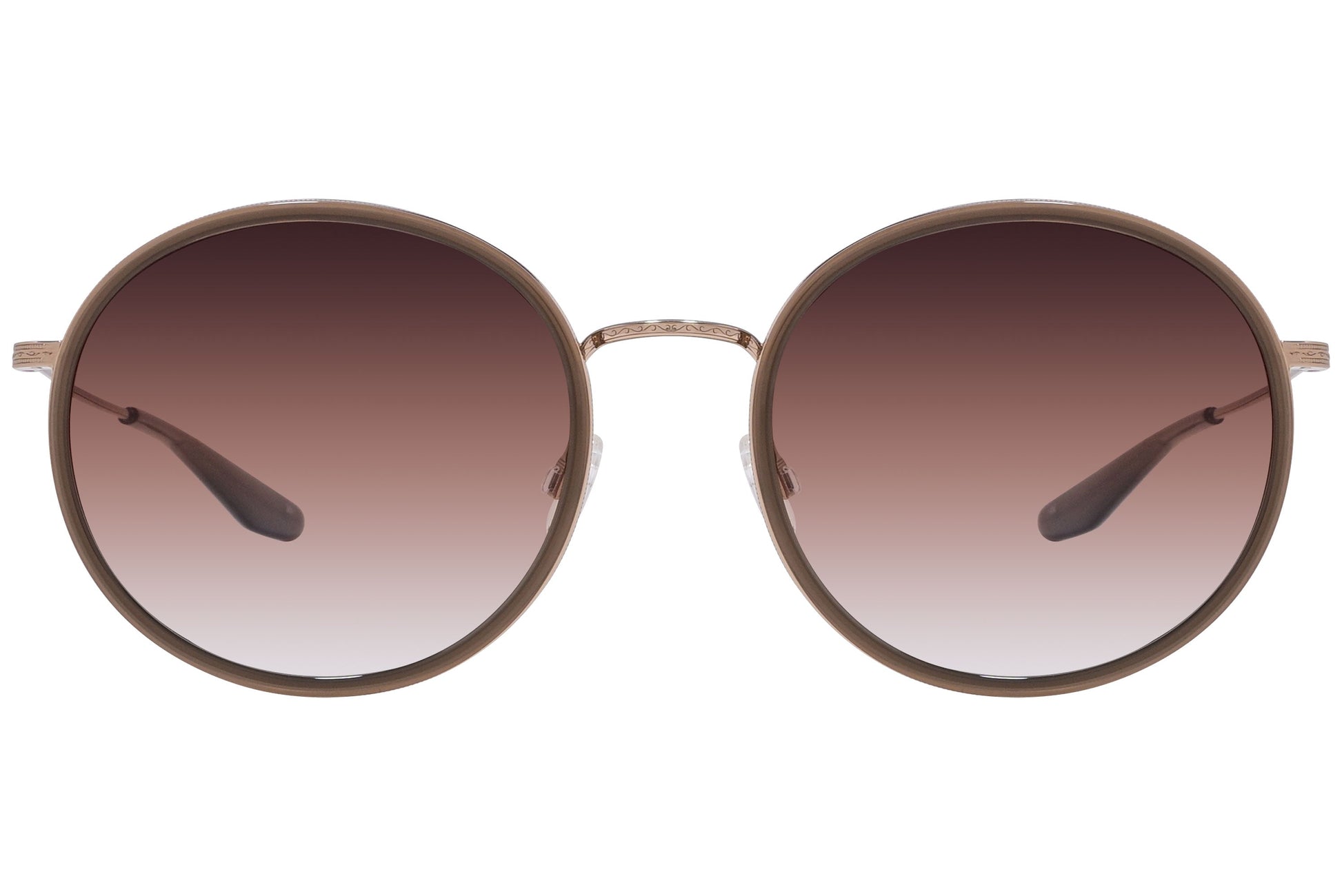 Barton Perreira Gold Color Round Sunglasses Viewed From Front Angle.