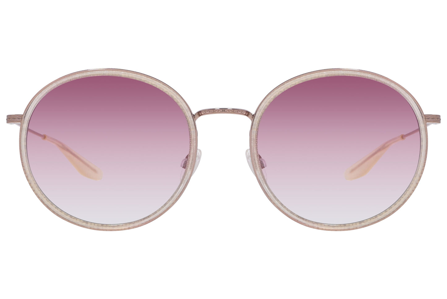 Barton Perreira Pink Color Round Sunglasses Viewed From Front Angle.