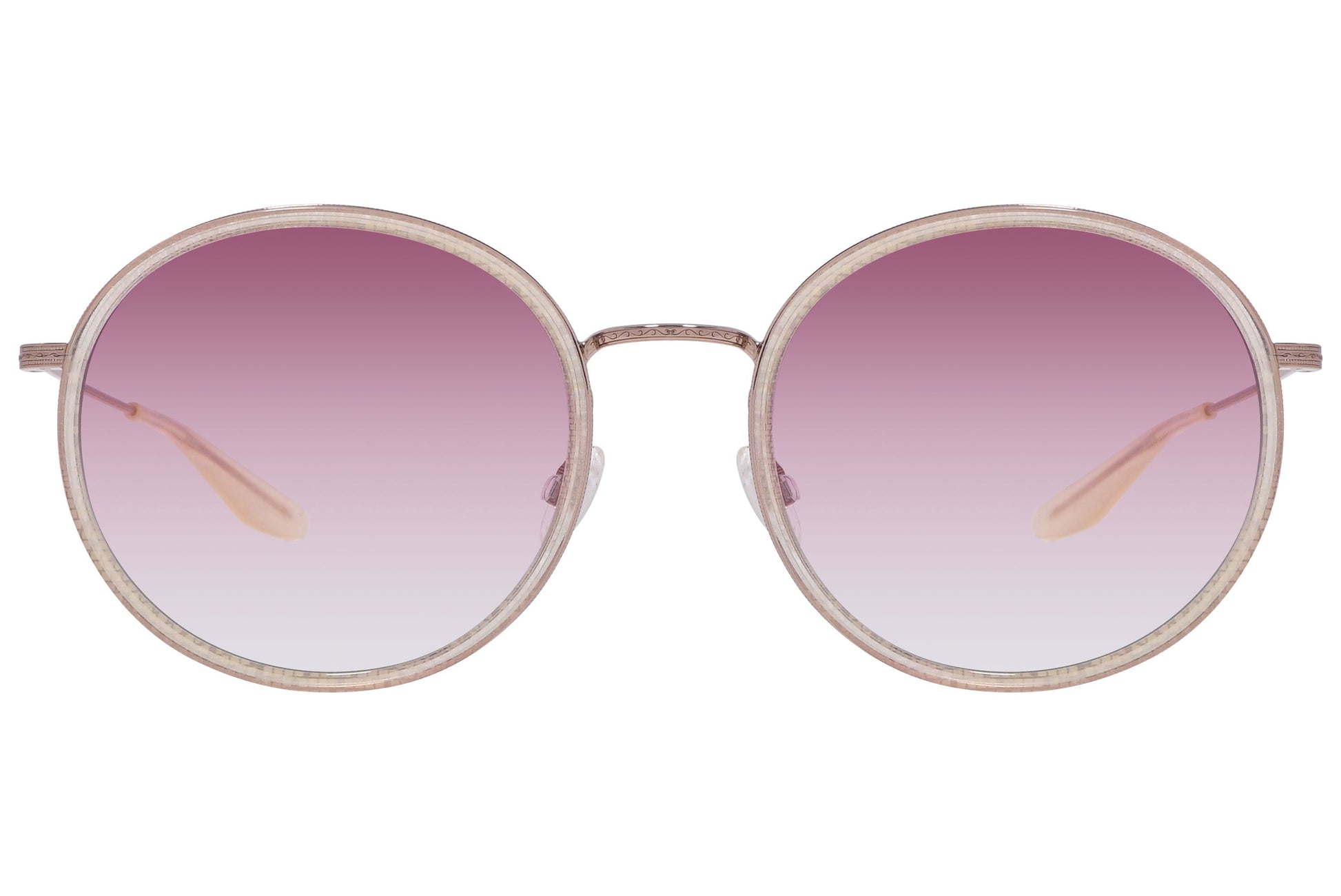 Barton Perreira Pink Color Round Sunglasses Viewed From Front Angle.