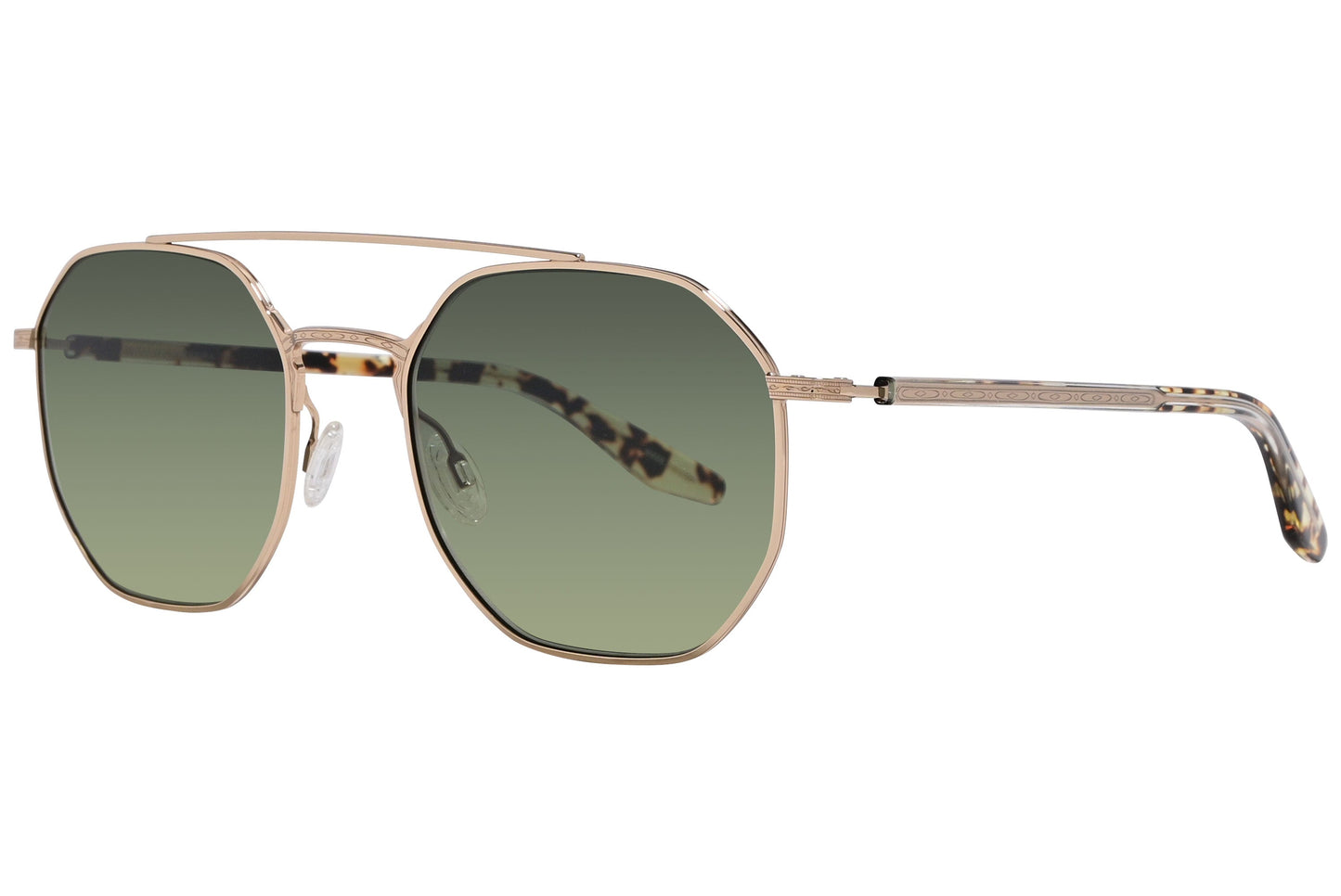 Barton Perreira Gold Color Hexagonal Sunglasses Viewed From A 45-Degree Angle.