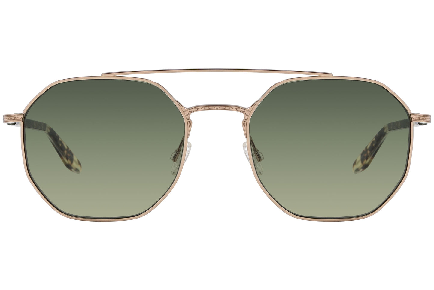 Barton Perreira Gold Color Hexagonal Sunglasses Viewed From Front Angle.