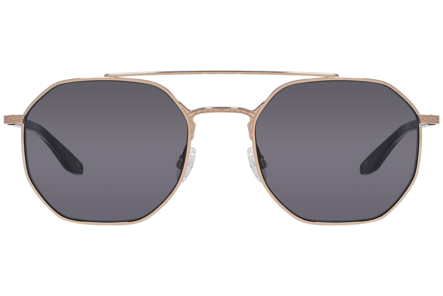 Barton Perreira Gold Color Hexagonal Sunglasses Viewed From Front Angle.