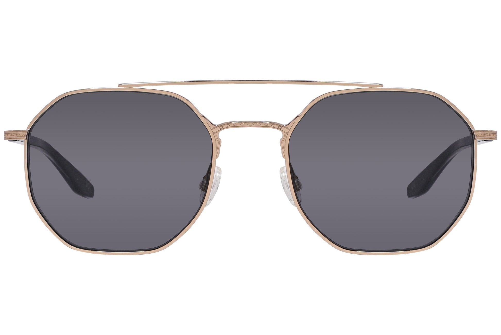 Barton Perreira Gold Color Hexagonal Sunglasses Viewed From Front Angle.