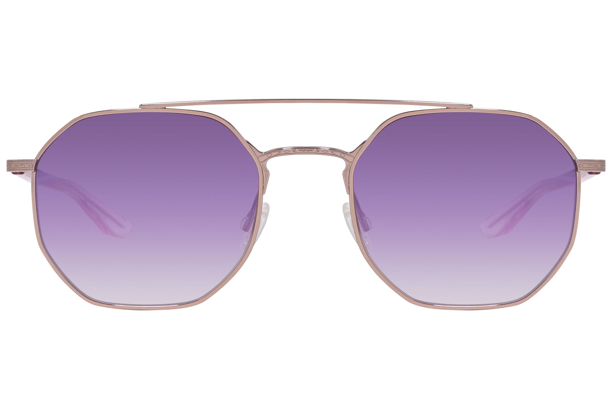 Barton Perreira Gold Color Hexagonal Sunglasses Viewed From Front Angle.