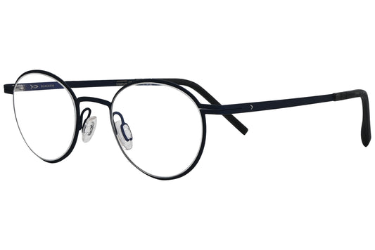 blackfin round black eyeglasses frame viewed from a 45-degree angle.