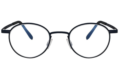 blackfin round black eyeglasses frame viewed from a 90-degree angle.