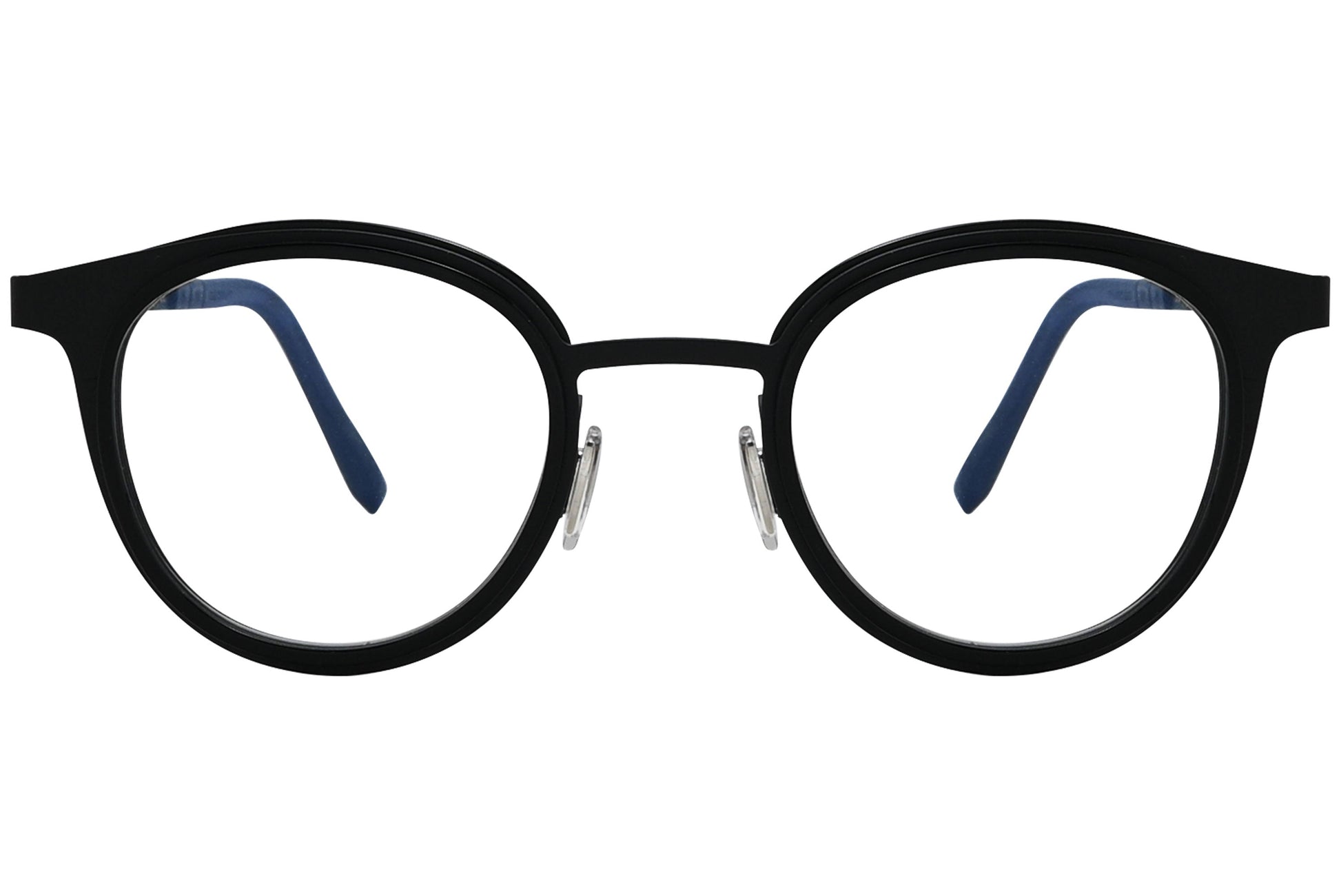 blackfin oval black eyeglasses frame viewed from a 90-degree angle.