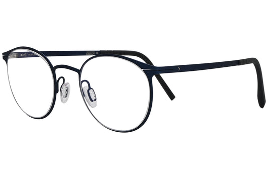 blackfin square black with silver eyeglasses frame viewed from a 45-degree angle.