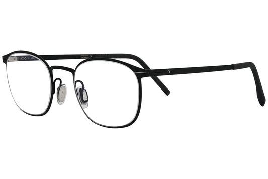 blackfin rectangle black  eyeglasses frame viewed from a 45-degree angle.