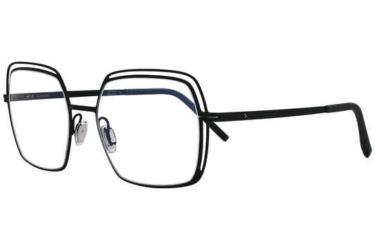 blackfin oval black eyeglasses frame viewed from a 45-degree angle.