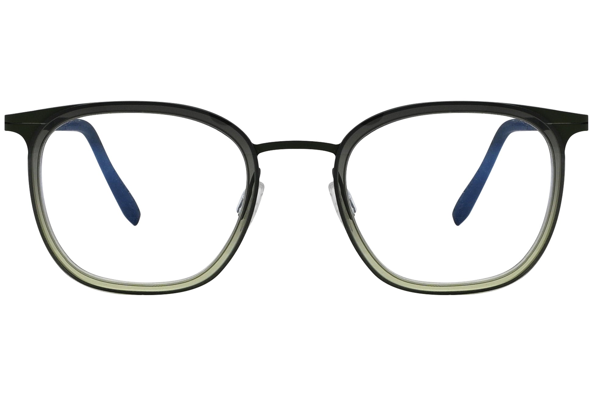 blackfin oval black eyeglasses frame viewed from a 90-degree angle.