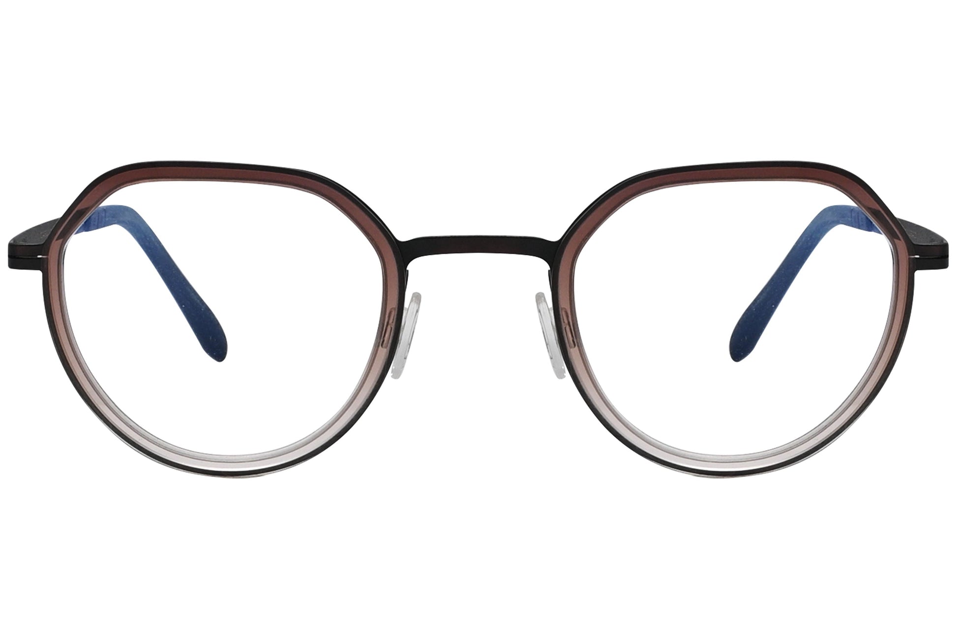 blackfin oval black with red eyeglasses frame viewed from a 90-degree angle.