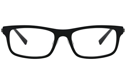 bolon rectangle black eyeglasses frame viewed from front angle.