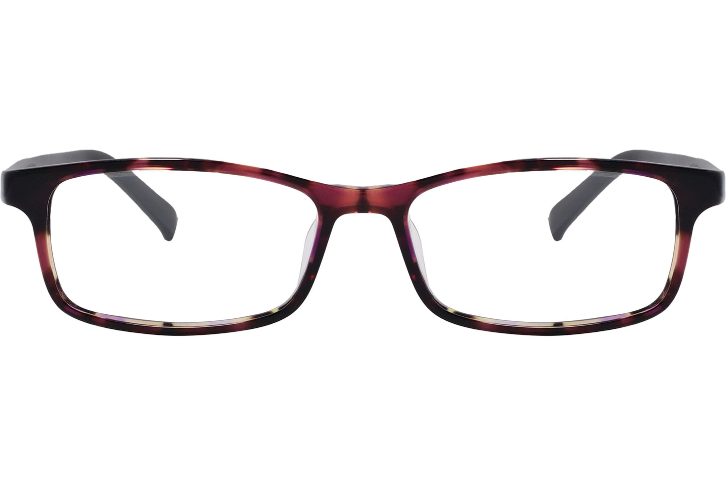 Bolon Rectangle Tortoise Eyeglasses Frame Viewed From Front Angle.