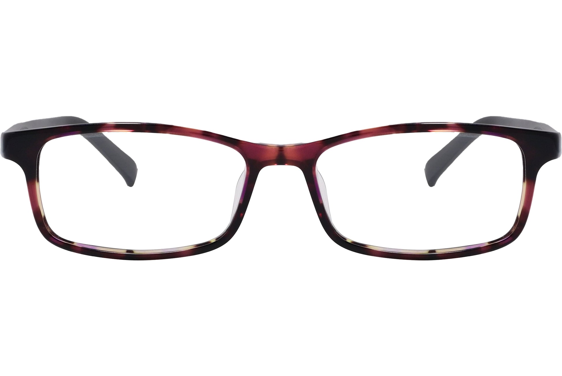 Bolon Rectangle Tortoise Eyeglasses Frame Viewed From Front Angle.