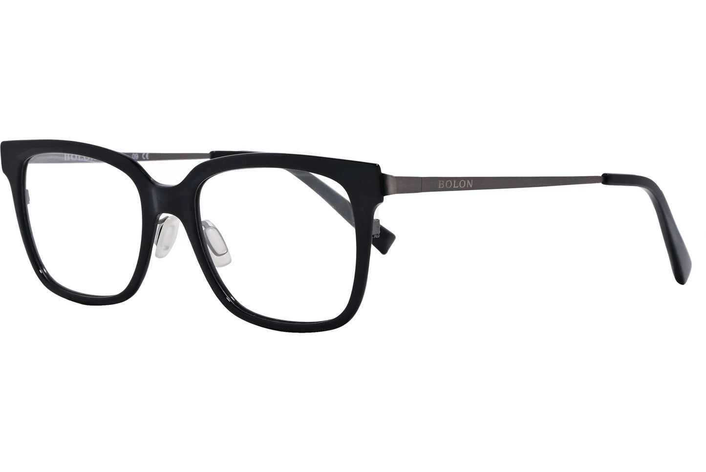 Bolon Wayfarer Black Eyeglasses Frame Viewed From A 45-Degree Angle.