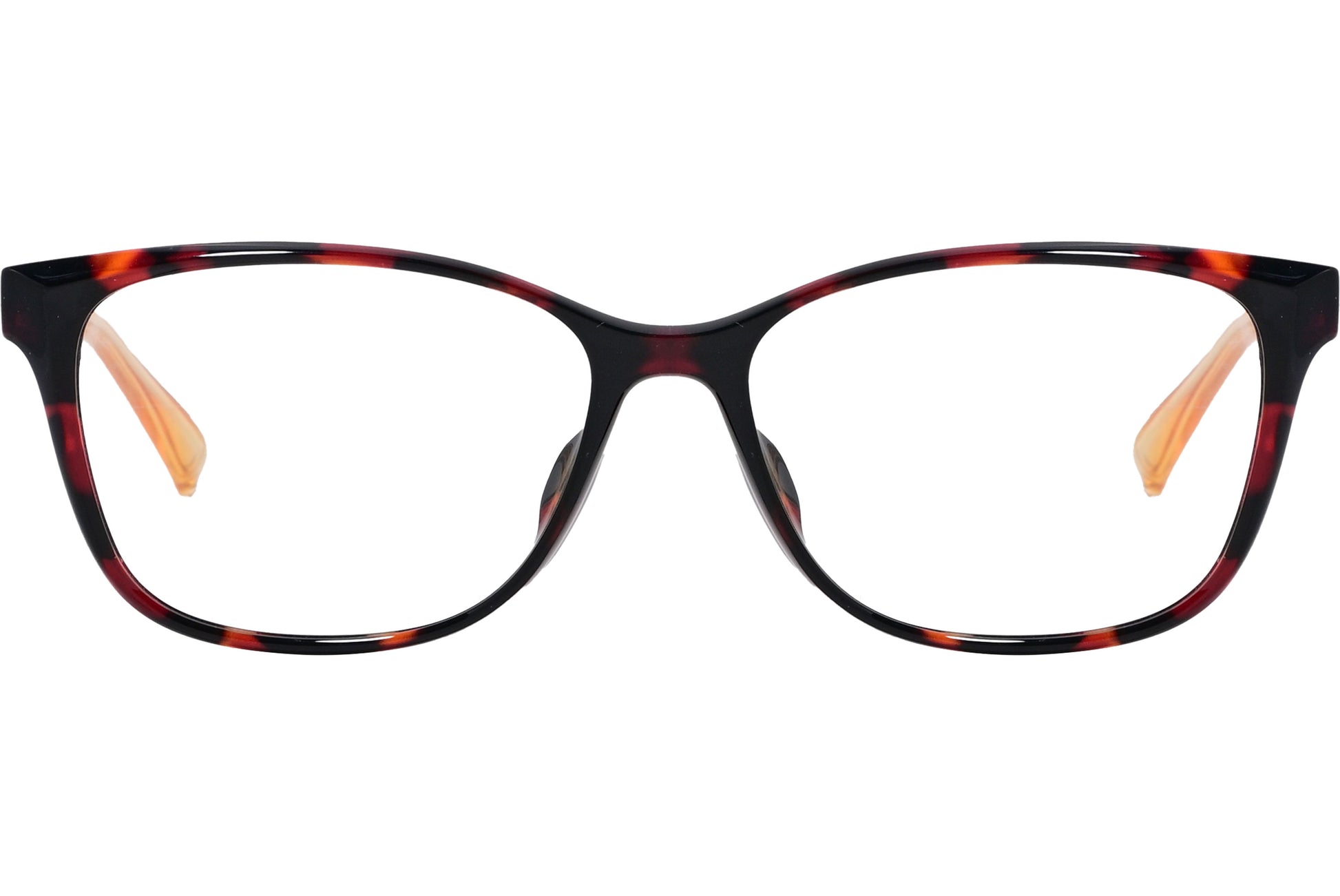 A pair of Bolon rectangle eyeglasses with a tortoise color frame.