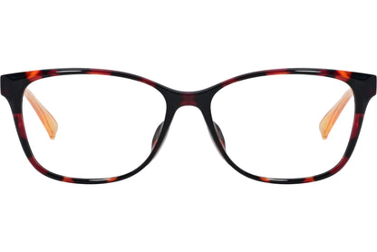 A pair of Bolon rectangle eyeglasses with a tortoise color frame.