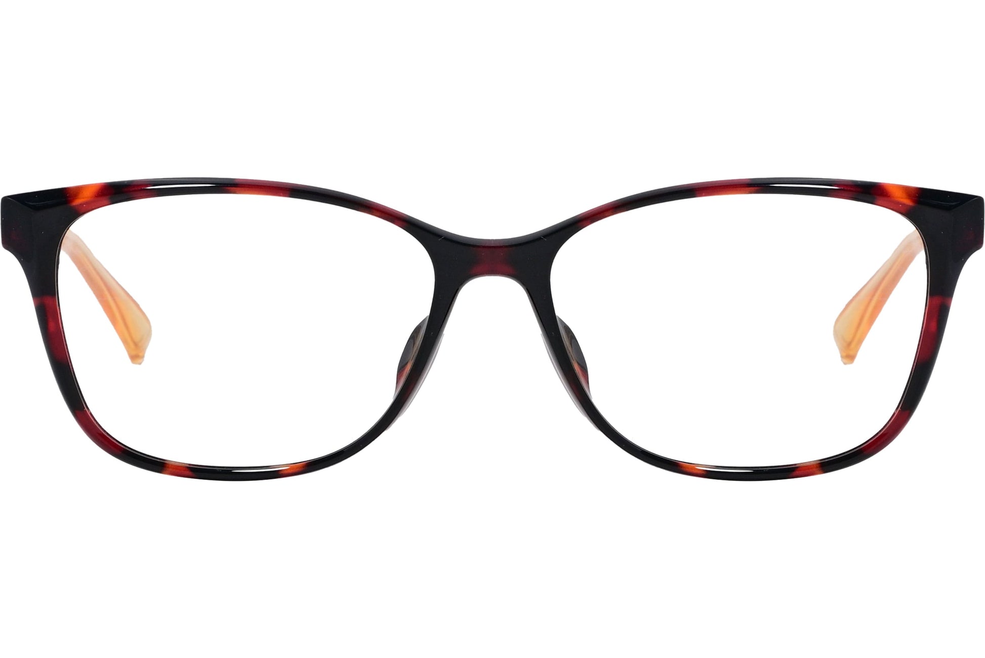 Bolon Rectangle Tortoise Eyeglasses Frame Viewed From Front Angle.