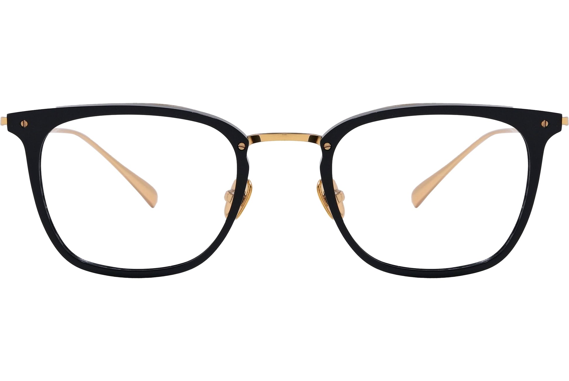 Bolon Square Gold Eyeglasses Frame Viewed From Front Angle.