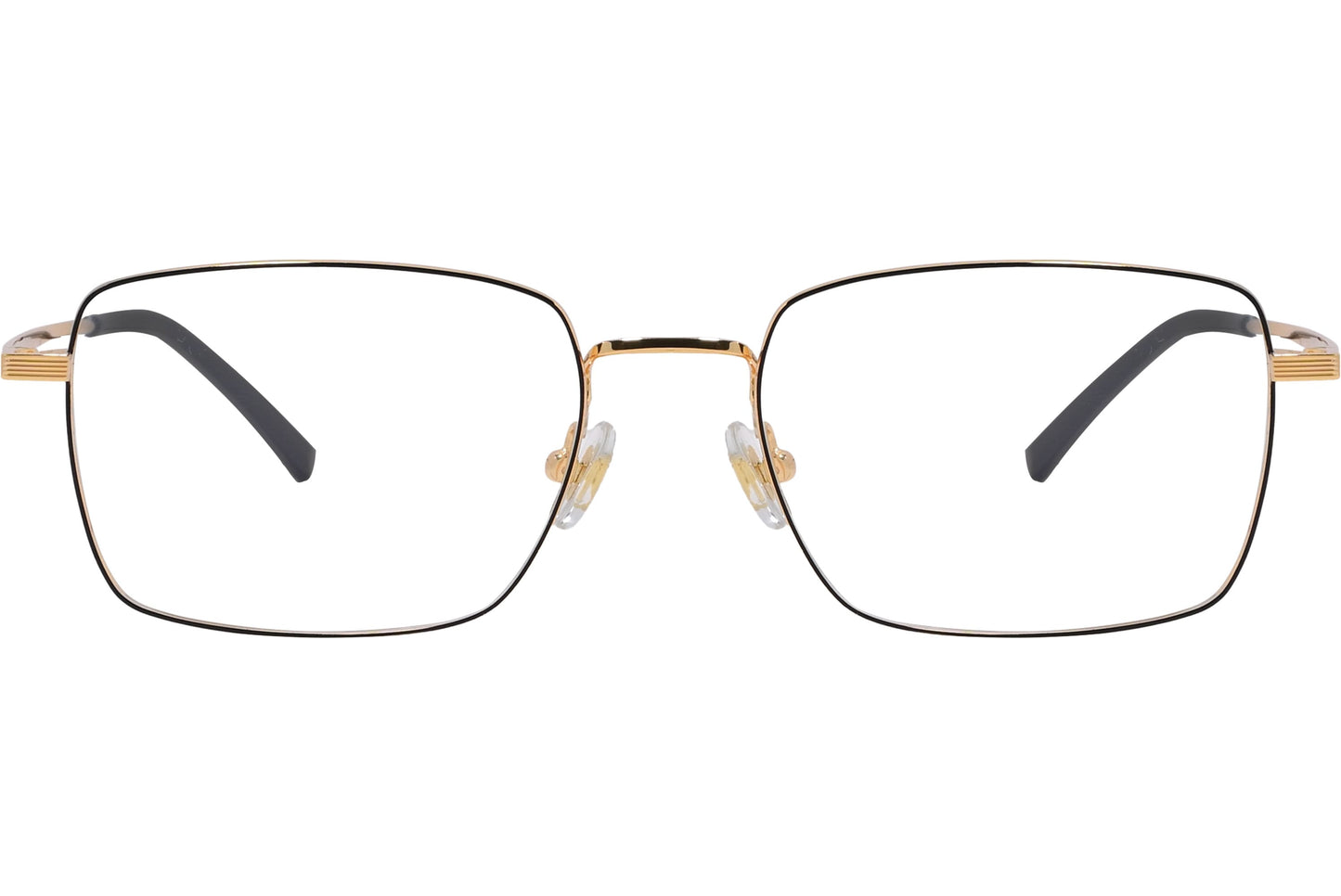 Bolon Rectangle Gold Eyeglasses Frame Viewed From Front Angle.