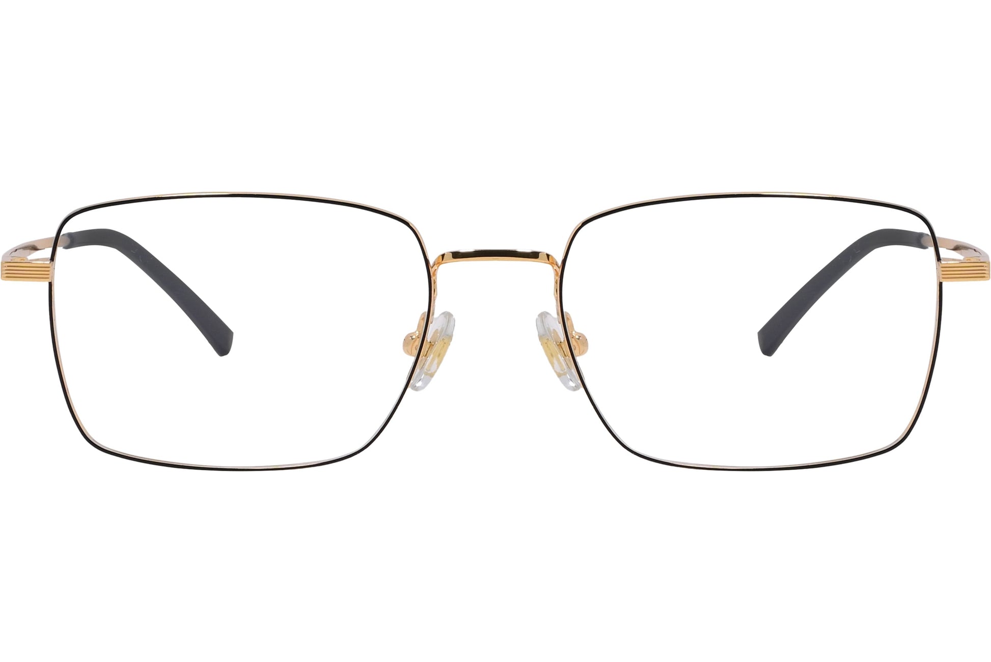 Bolon Rectangle Gold Eyeglasses Frame Viewed From Front Angle.