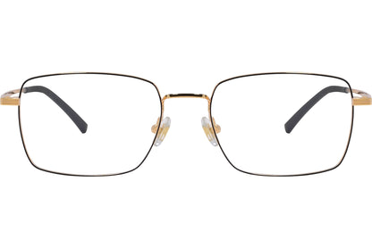 Bolon Rectangle Gold Eyeglasses Frame Viewed From Front Angle.