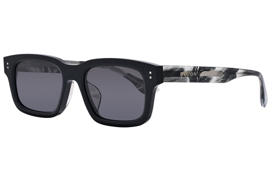 Bolon Black Color Rectangle Sunglasses Viewed From A 45-Degree Angle.