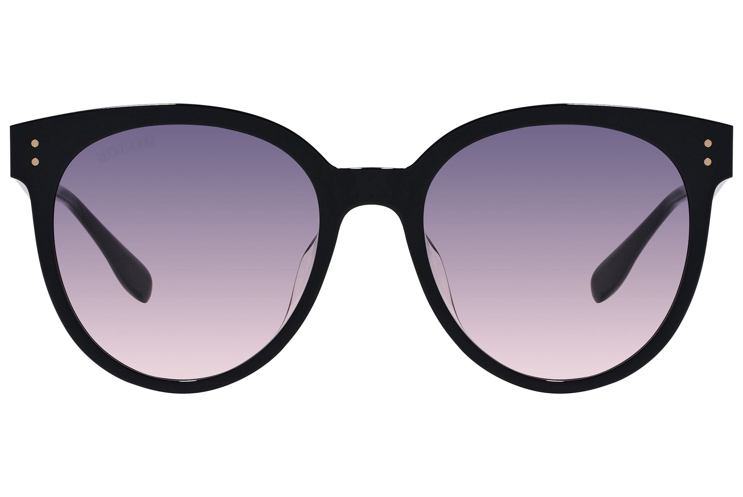 Bolon Black Color Round Sunglasses Viewed From Front Angle.