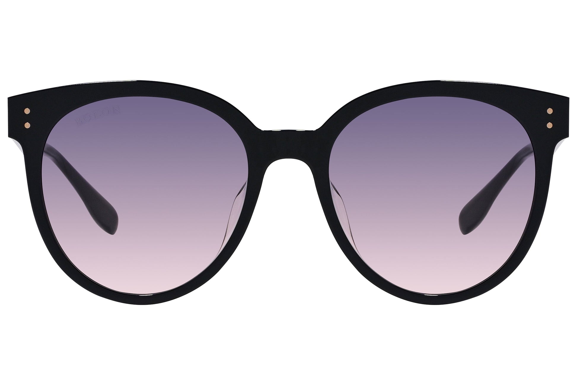 Bolon Black Color Round Sunglasses Viewed From Front Angle.