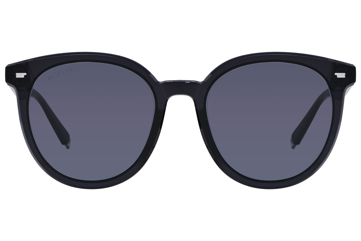 Bolon Black Color Round Sunglasses Viewed From Front Angle.