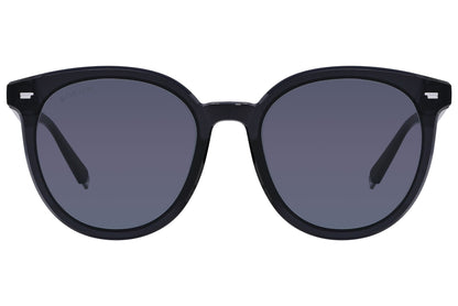 Bolon Black Color Round Sunglasses Viewed From Front Angle.