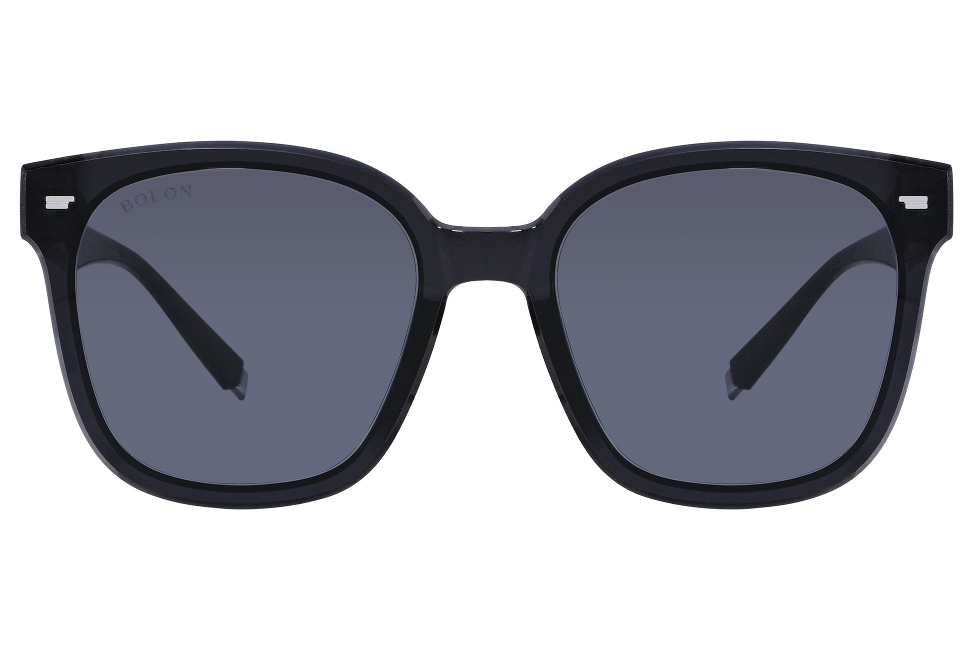 Bolon Black Color Square Sunglasses Viewed From Front Angle.