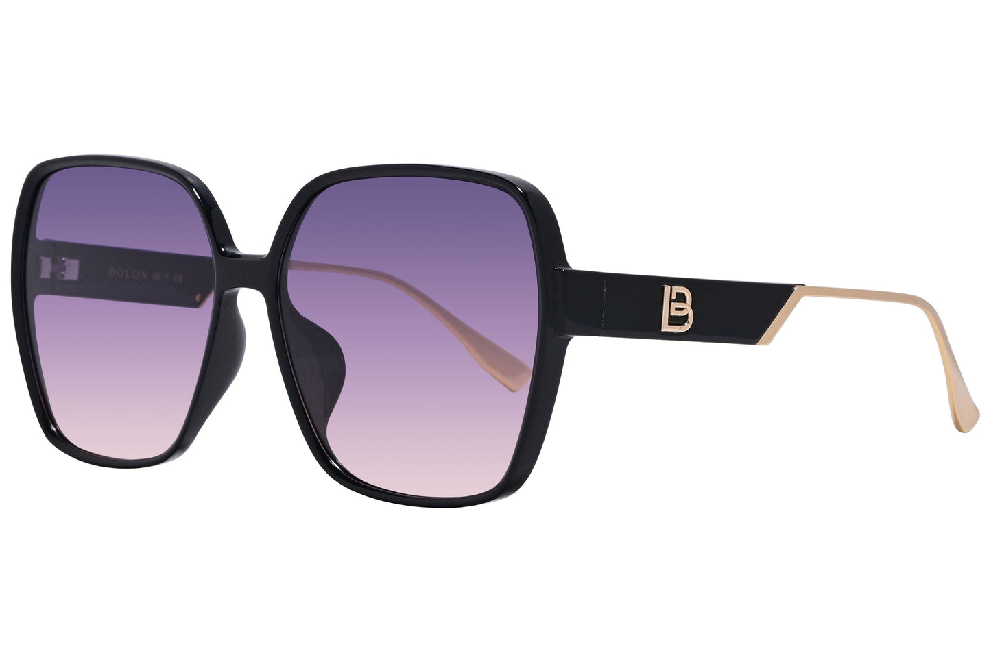 Bolon Black Color Square Sunglasses Viewed From A 45-Degree Angle.